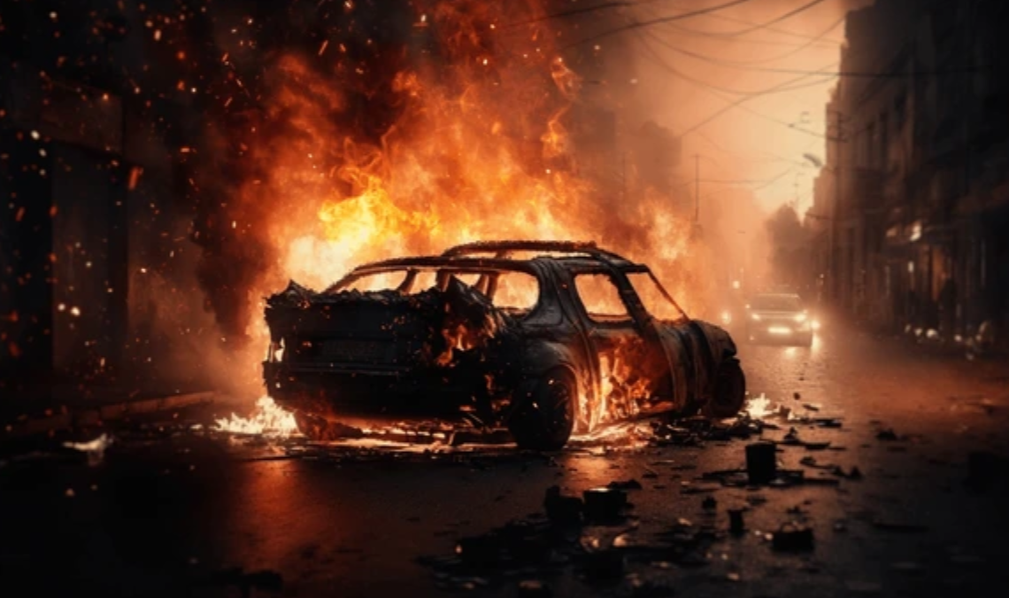 Ilustrasi mobil terbakar