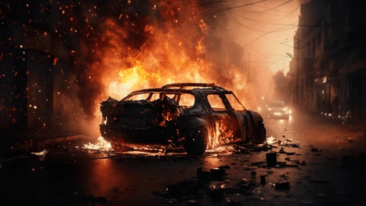 Ilustrasi mobil terbakar
